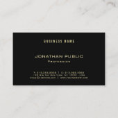 Verfijnde Gouden Tekst Moderne Eenvoudige Zwarte T Visitekaartje (Achterkant)