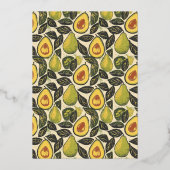 Verfijnde Groene Avocado Folie Uitnodiging (Achterkant)