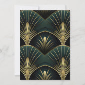 Verfijnde Groene en Gouden Art Deco Bridal Kaart (Achterkant)