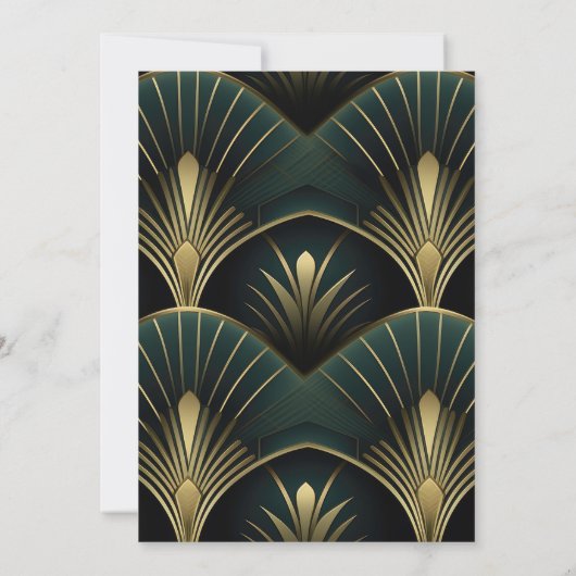 Verfijnde Groene en Gouden Art Deco Bridal Kaart (Achterkant)