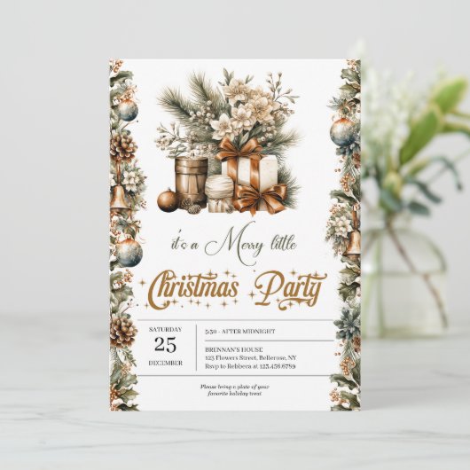 Verfijnde  groene en gouden vakantie kaart (Staand voorkant)