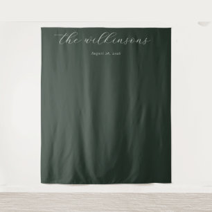Verfijnde Groene Minimalistische Kalligrafie Wandkleed