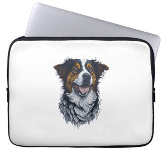 Verfijnde Hondenportretten Trendy Honden Kop Kunst Laptop Sleeve