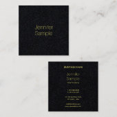 Verfijnde, hoogwaardige zwarte gouden Premium-teks Vierkante Visitekaartje (Voorkant / Achterkant)