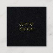 Verfijnde, hoogwaardige zwarte gouden Premium-teks Vierkante Visitekaartje (Voorkant)