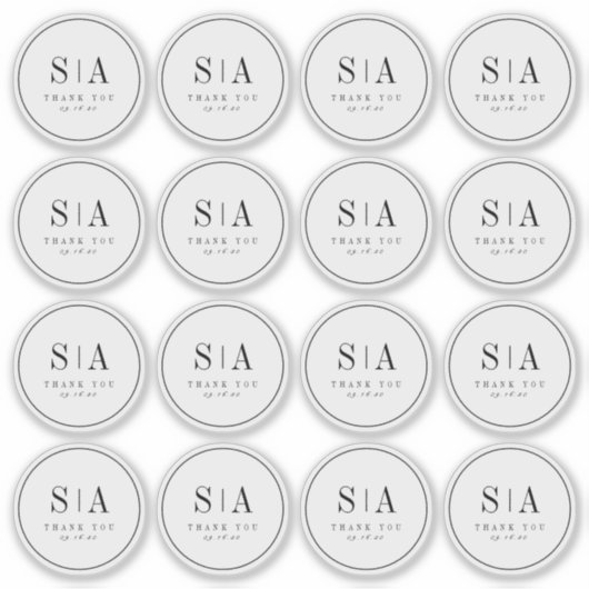 Verfijnde huwelijksgunst voor monogram sticker (Voorkant)