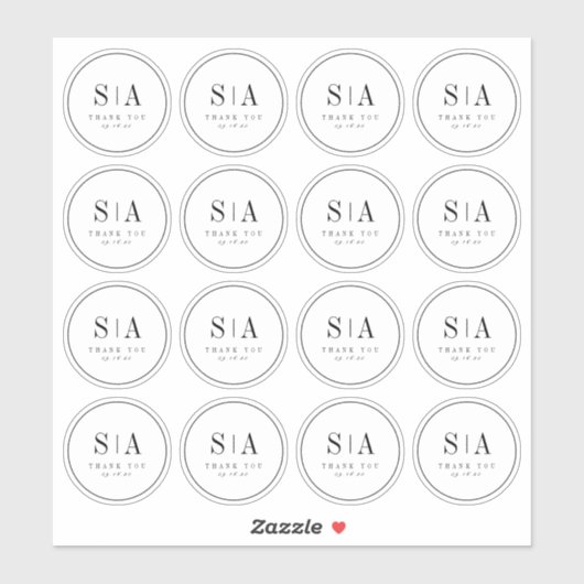 Verfijnde huwelijksgunst voor monogram sticker (Vel)