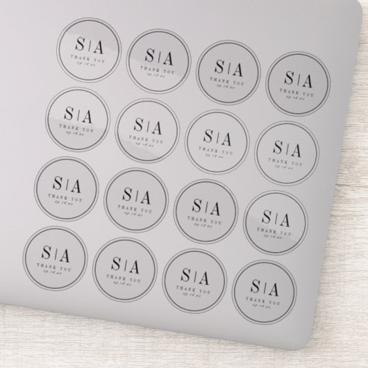 Verfijnde huwelijksgunst voor monogram sticker (Detail)