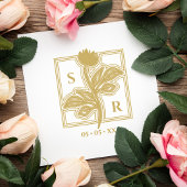 Verfijnde Initialen en datum van het huwelijk van  Rubberstempel