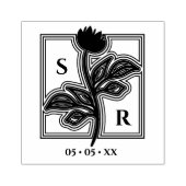 Verfijnde Initialen en datum van het huwelijk van  Rubberstempel (Afrduk)