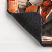 Verfijnde kat die koffie drinkt muismat (Hoek)