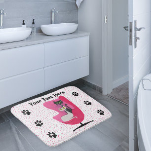 Verfijnde katten in roze stoel diamanten stippen badmat