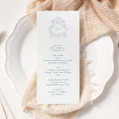 Verfijnde Klassieke Script Dusty Blue Wedding Programmakaart