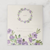 Verfijnde klassieke Violet Floral Wedding Plaatskaartje (Buitenkant ongevouwen)