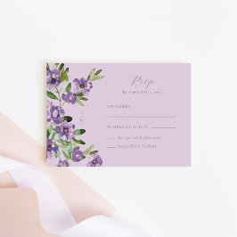 Verfijnde klassieke Violet Floral Wedding RSVP Kaartje