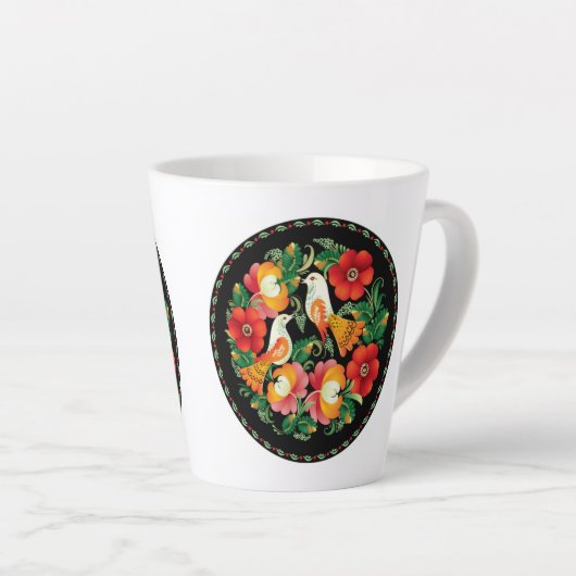 Verfijnde kunstvogels bloemen mooi decor latte mok (Rechterhoek)