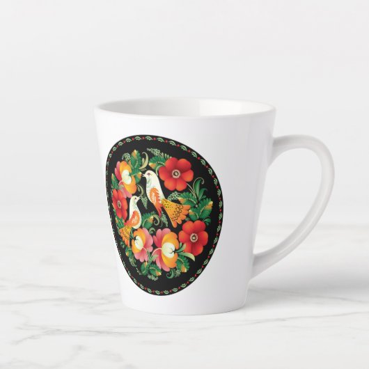 Verfijnde kunstvogels bloemen mooi decor latte mok (Rechts)
