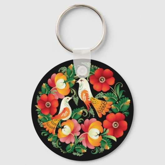 Verfijnde kunstvogels bloemen mooi decor sleutelhanger (Voorkant)