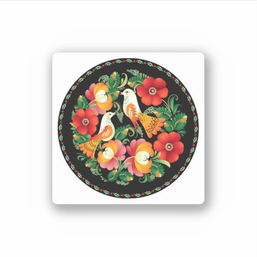 Verfijnde kunstvogels bloemen mooi decor sticker (Voorkant)