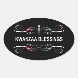 verfijnde kwanzaa zegeningen ovale sticker