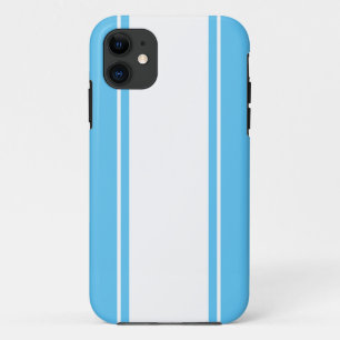 Verfijnde Licht Hemelsblauw Witte Racing Stripes Case-Mate iPhone Case