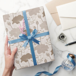 Verfijnde Lotus & Bladeren — Kalm Minimale Luxe Cadeaupapier