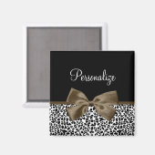 Verfijnde luipaard afdrukken in bruine tas met naa magneet (Voorkant / Achterkant)