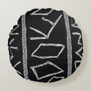 Verfijnde Luxe Afrikaanse Caribische Mudcloth Rond Kussen