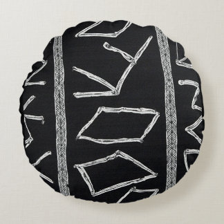 Verfijnde Luxe Afrikaanse Caribische Mudcloth Rond Kussen