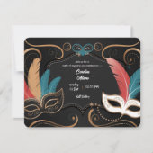 Verfijnde Maskerade Verjaardags Uitnodigingskaarte Kaart (Voorkant)