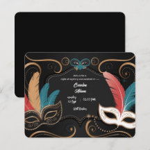 Verfijnde Maskerade Verjaardags Uitnodigingskaarte