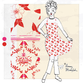 Verfijnde met de hand getekende rode kerstbloemen schort