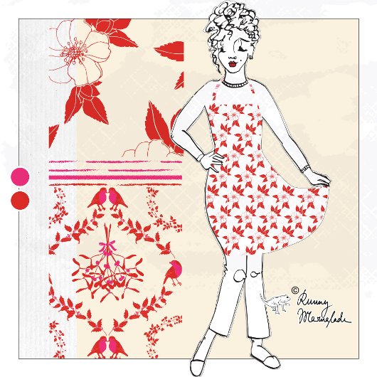 Verfijnde met de hand getekende rode kerstbloemen schort