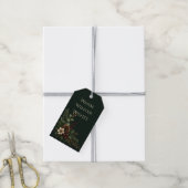 Verfijnde Midnight Evergreen Warme Winterwensen Cadeaulabel (Met Touw)