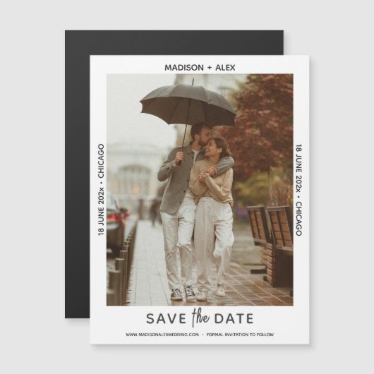 Verfijnde minimale foto Bewaar de datummagneet Kaa (Voorkant / Achterkant)