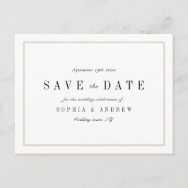 Verfijnde minimalistische bruiloft bespaart de dat aankondigingskaart