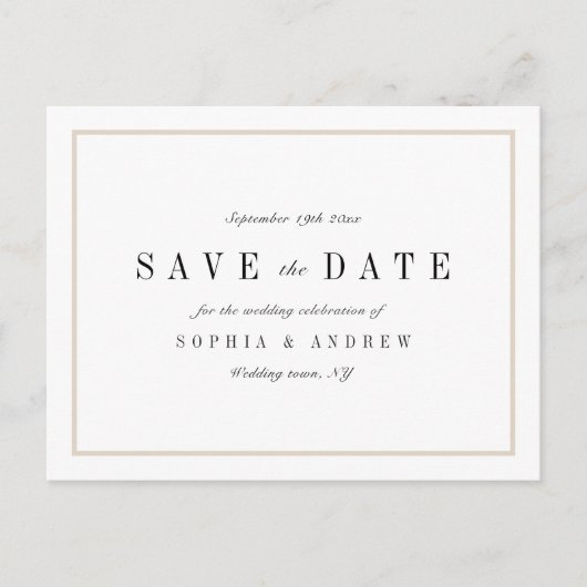 Verfijnde minimalistische bruiloft bespaart de dat aankondigingskaart (Voorkant)