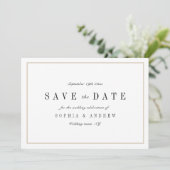 Verfijnde minimalistische bruiloft bespaart de dat save the date (Staand voorkant)
