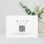 Verfijnde minimalistische bruiloft QR-code RSVP Kaartje (Staand voorkant)