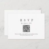 Verfijnde minimalistische bruiloft QR-code RSVP Kaartje (Voorkant / Achterkant)