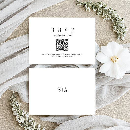 Verfijnde minimalistische bruiloft QR-code RSVP Kaartje
