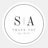 Verfijnde minimalistische bruiloft voor monogram ronde sticker (Voorkant)