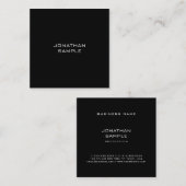 Verfijnde minimalistische elegante zwarte slank vierkante visitekaartje (Voorkant / Achterkant)