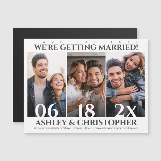 Verfijnde minimalistische foto Bewaar de datummagn (Voorkant / Achterkant)