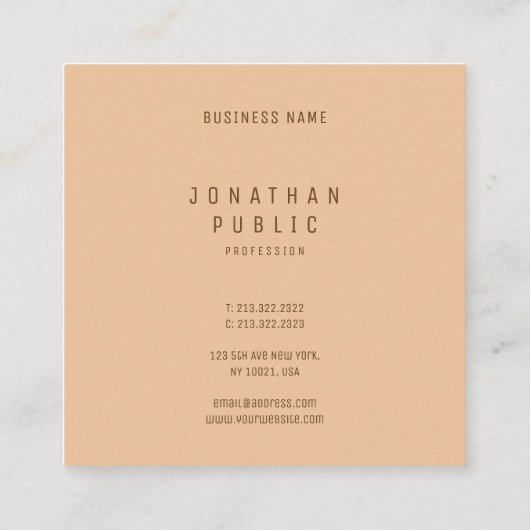 Verfijnde minimalistische, moderne kleurenweergave vierkante visitekaartje (Achterkant)