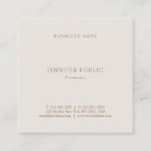 Verfijnde minimalistische, moderne Sjabloon luxe Vierkante Visitekaartje (Achterkant)