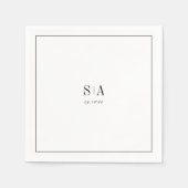 Verfijnde minimalistische monogram zwart-wit servet (Voorkant)