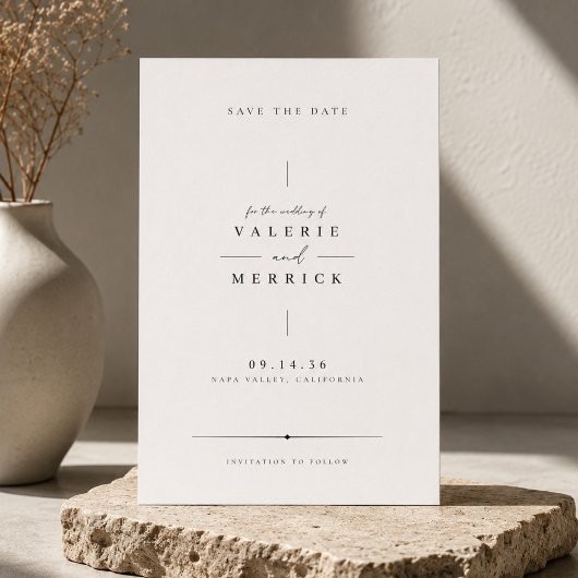 Verfijnde Minimalistische Save the Date Kaart.