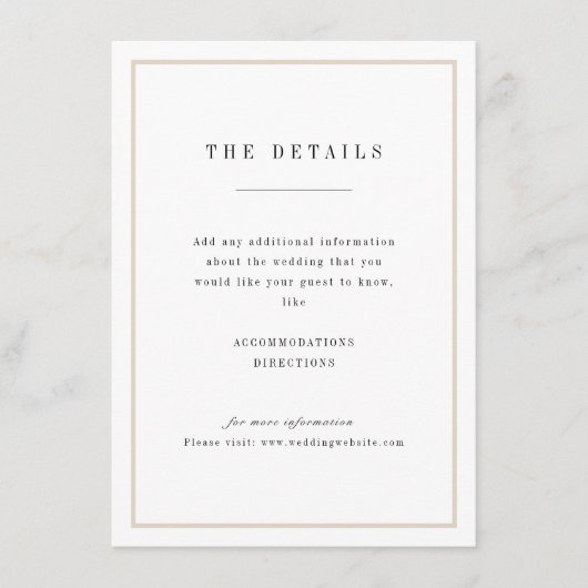 Verfijnde minimalistische trouwgegevens kaart (Voorkant)