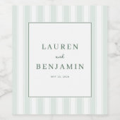 Verfijnde Mint Gestreepte Elegantie Wijn Etiket (Enkel label)